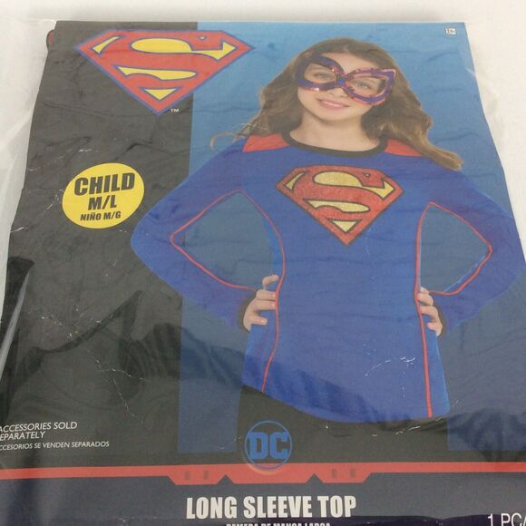 DC Superhero Girls Supergirl Costume Halloween Child's Size M/L Long Sleeve Top - Picture 10 of 12